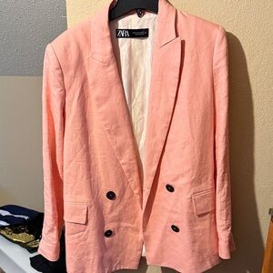 Zara Women's Coral Double-Breasted Blazer